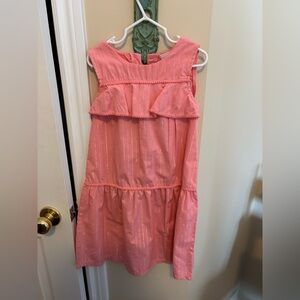 Penelope Mack Coral Pink Dress with Metallic Stripe Detail